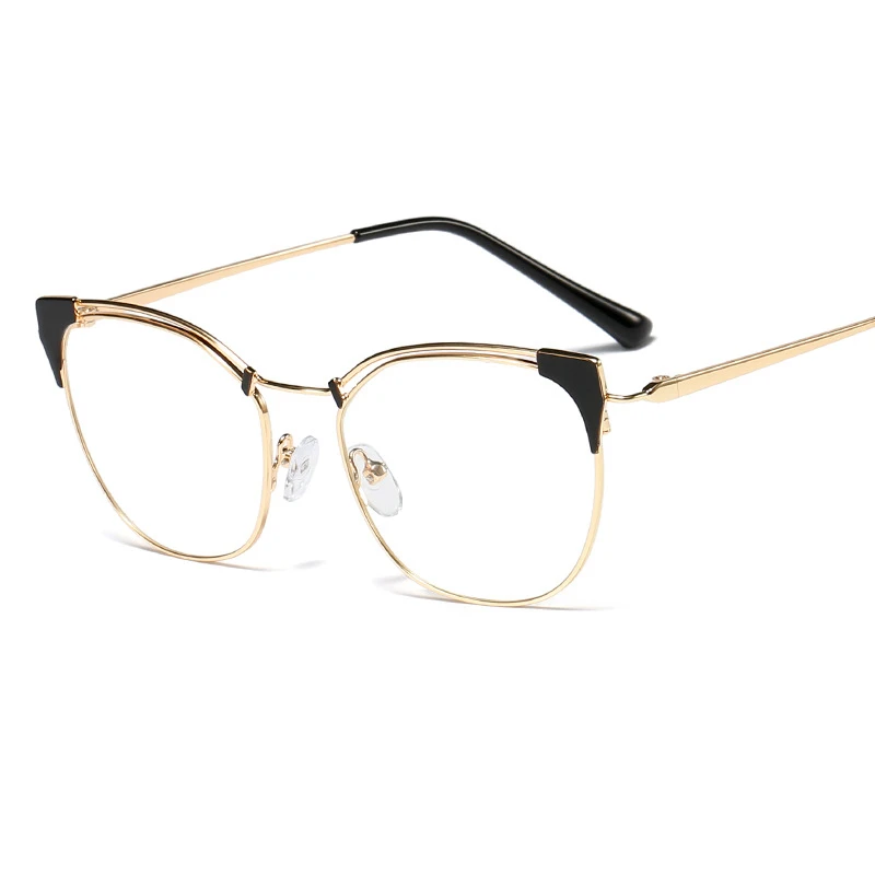 Transparent Women's Metal Wire Rim cat eye glasses Fashionable Spectacle Frame points zero Prescription Eyeglasses Frame Sexy