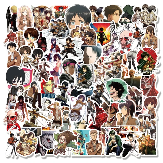 Attack On Titan Anime Stickers Anime color: 100PCS Full version|10PCS Mixed Version|30PCS Mixed Version|50PCS Mixed Version
