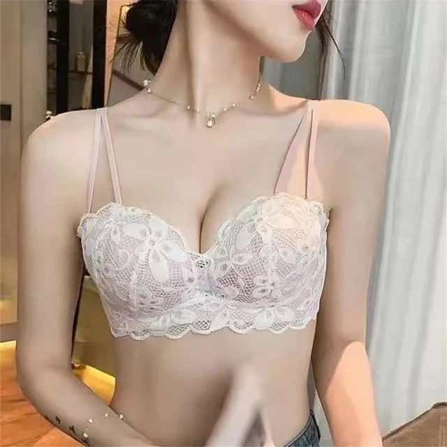 See Through Underwire Bra Women Embroidered Lace Unlined Underwear  Invisible Push Up Bralette Sexy Elastic Lingerie Backless Bra - AliExpress