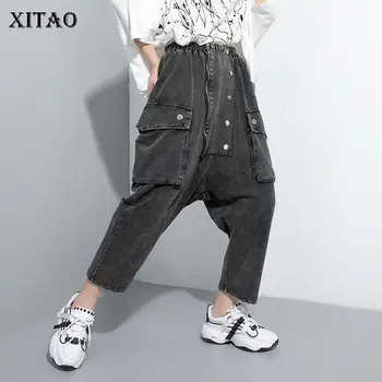 

XITAO The Streets Women Elastic Waist Solid Personality Causal Loose Pants 2020 Spring Summer New Casual Women Pants XJ4786