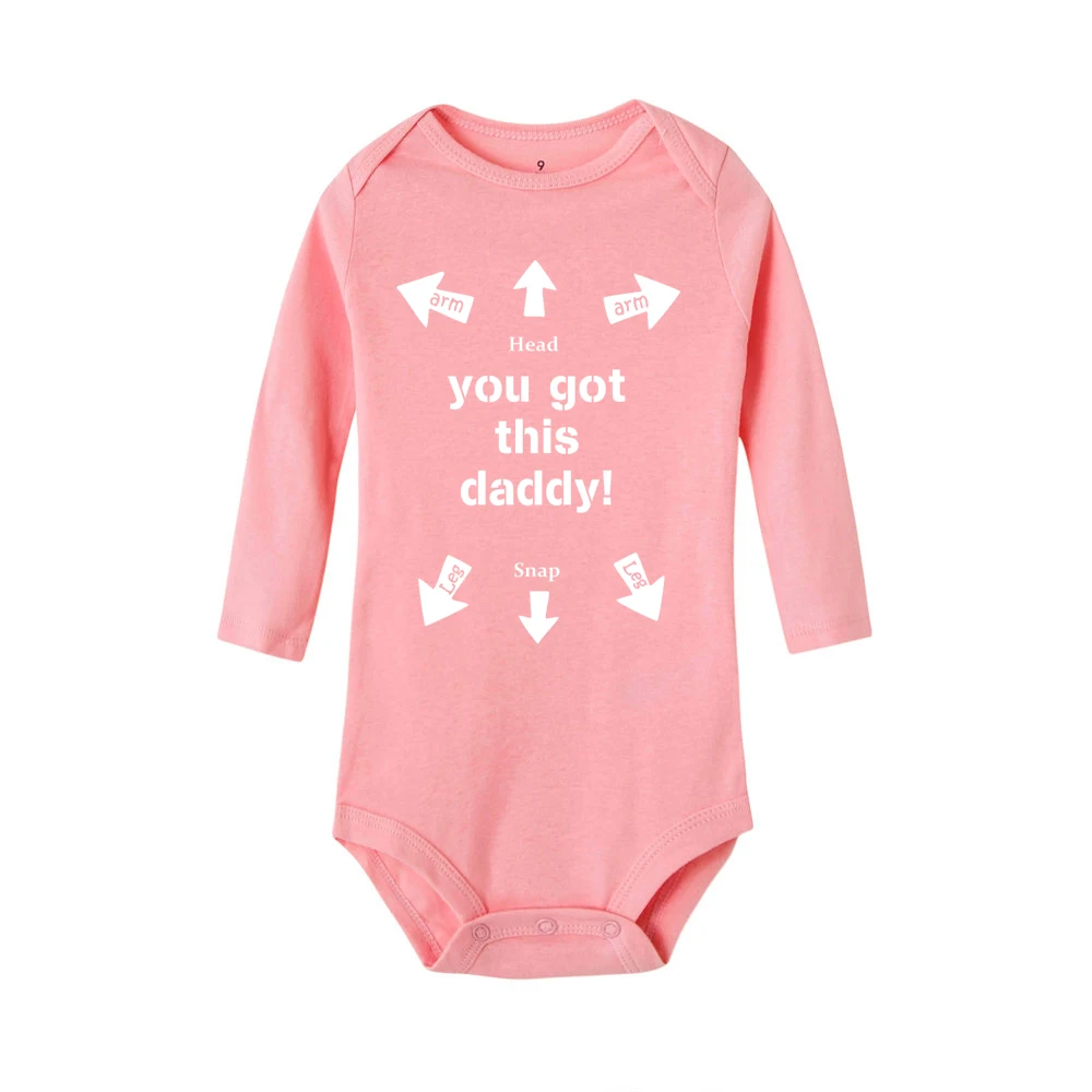 Хлопковые боди с длинными рукавами для новорожденных, с надписью «You Got This Daddy», повседневные Детские Боди для малышей, Забавный комбинезон для малышей от 0 до 24 месяцев