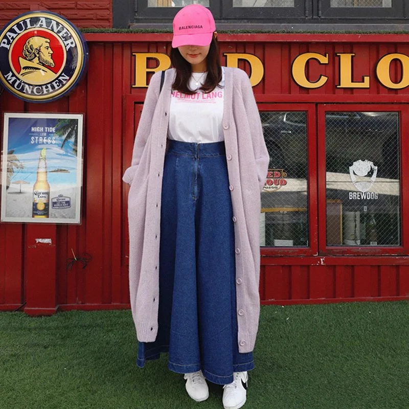 

LANMREM Pink V-neck Long Sleeve Single-breasted Loose Plus Woman Knitted Jacket Casual Simple Fashion 2019 Autumn Coat New TD094