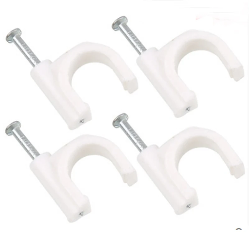 Cable organizer Cable tie Cable clip 100PCS Round Cable Wire Clips 4mm 6mm 8mm 10mm Cable Management RG6 CAT6 RJ45 Electrical Wire Cord Tie Holder Circle Clips