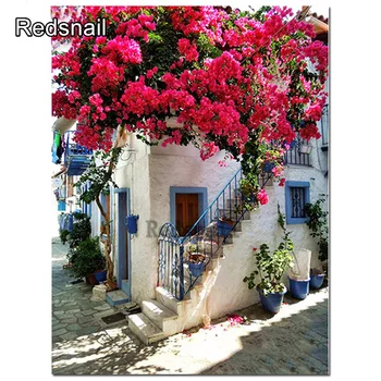 

Diamond Painting European town landscape Diy Diamond Embroidery flower garden Pictures Of Rhinestone decor 5D Diamond art TT706