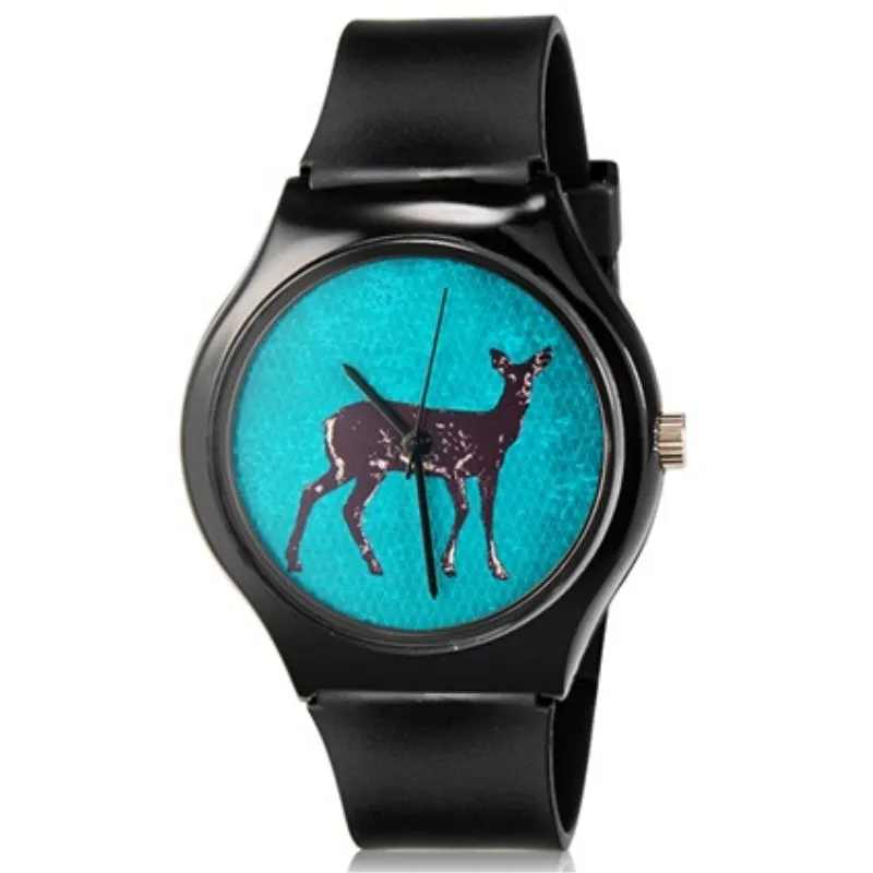 

Willis Women Quartz Large dial Wristwatch Fashionable Deer Pattern Design Water Resistant Analog student Watch Relogio Feminino