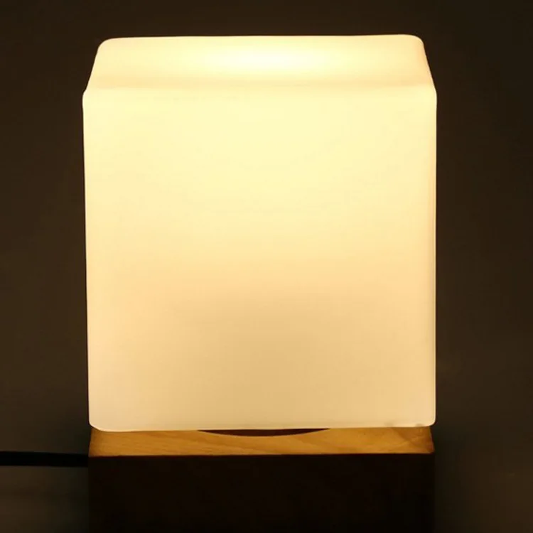 Квадратная стеклянная маленькая настольная лампа скандинавские сахарные деревянные кубики, Настольный светильник, Светильники для спальни, бара, современный декор, Лофт лампа, светодиодный светильник