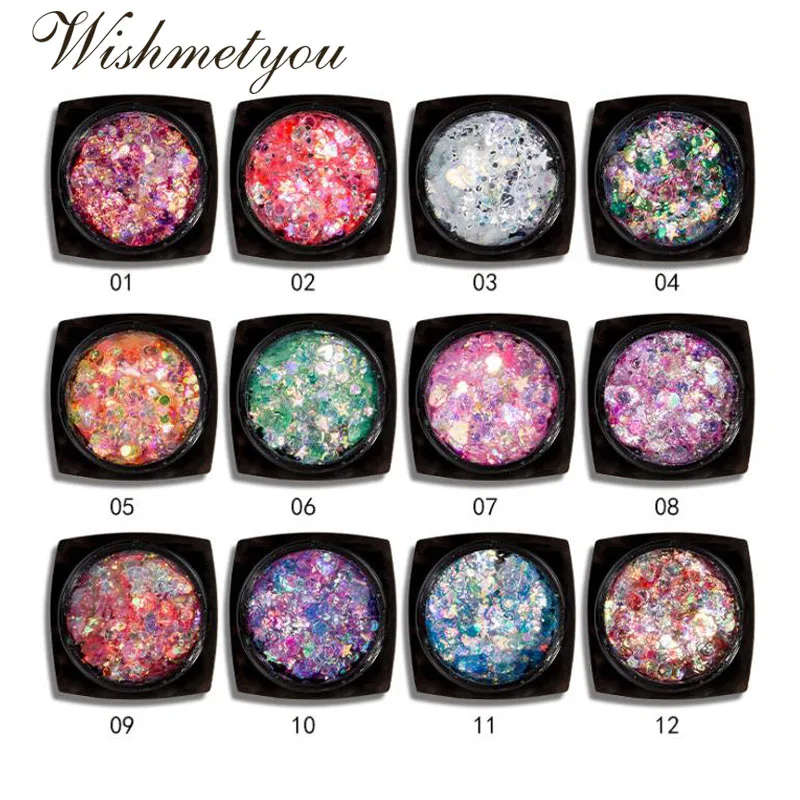 

WISHMETYOU Gel Sequins Beauty Makeup Manicure Accessories Mixed Loading fairy Bride Decoration Wedding Paillettes Handicrafts