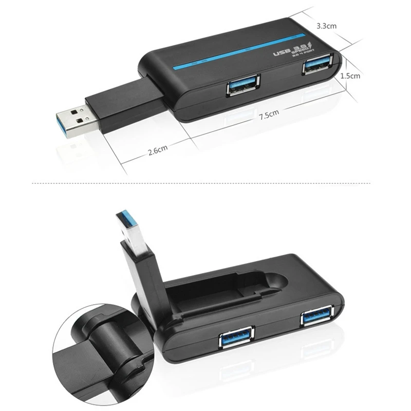 USB 3,0 хаб в сложенном виде 4-Порты и разъёмы разветвитель 3,0 с высоким уровнем Скорость 4-Порты и разъёмы разветвитель usb-хаб адаптер
