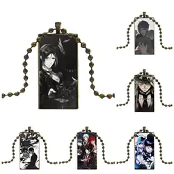 Стеклянный подвесной брелок ожерелье прямоугольное модное ожерелье для женщин Черный Дворецкий куросицудзи Себастиан