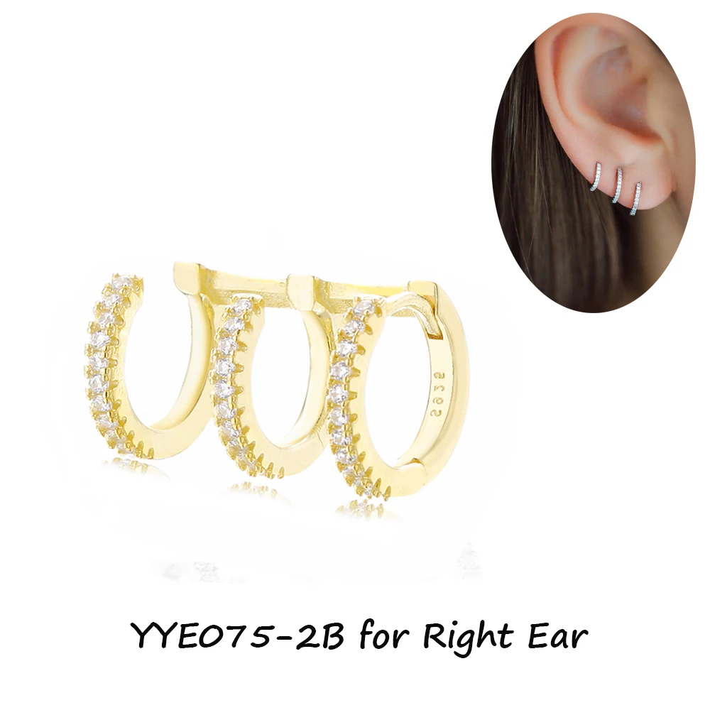 RIGHT GOLD EARRING Moonmory Мода 925 Стерлинговое серебро один тройной чудо левый и правый обручи с ушками манжета серьги женские круглые ювелирные изделия - Окраска металла: RIGHT GOLD EARRING