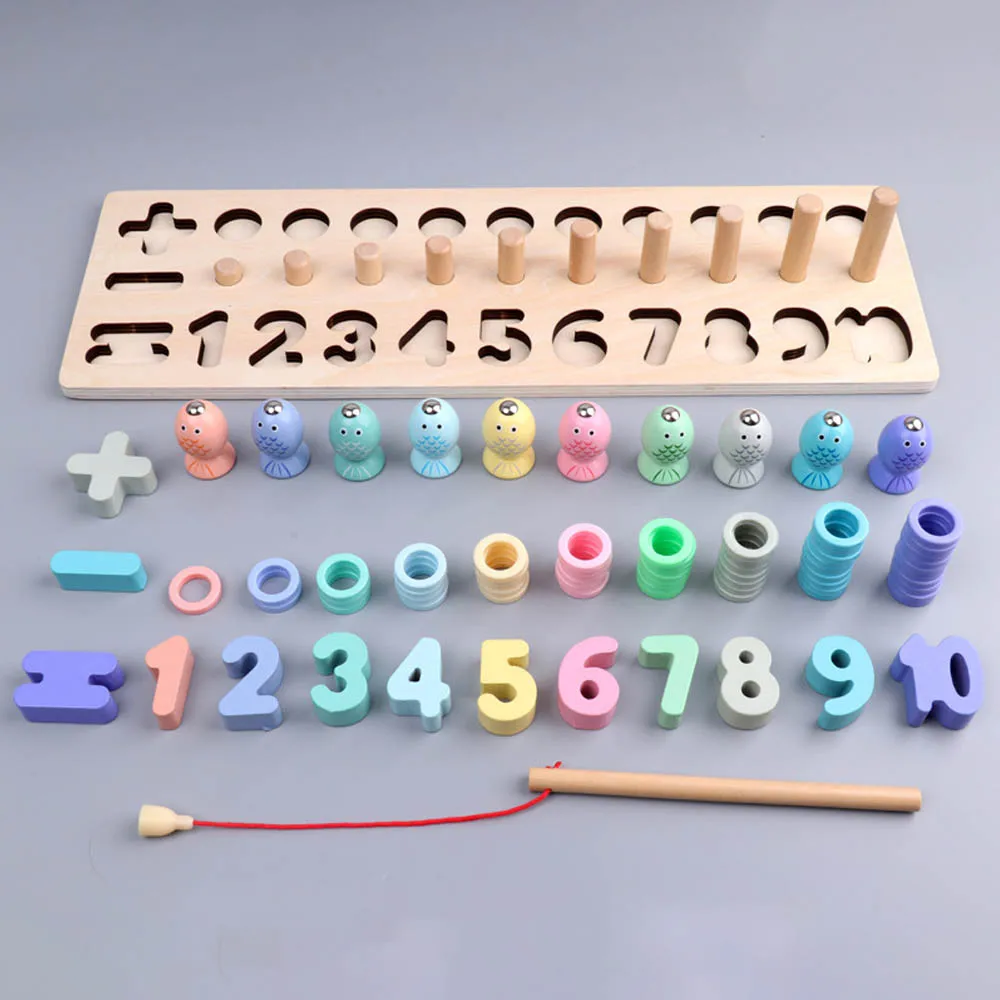 Деревянный Монтессори игрушки количество арифметическая магнитная игра рыбалка раннее развитие ребенка обучающие средства математика игрушка для детей подарок