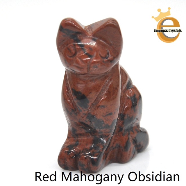 Stone Carving Cat Figurine Natural Gemstone Quartz Agate Jade Crystal Healing Animals Statue Home Decoration