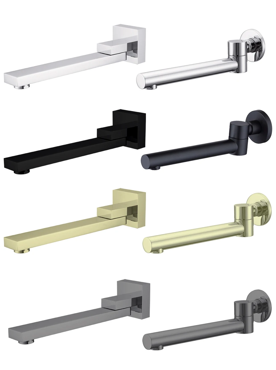 

Bathroom Outlet In Wall Mounted Water Basin Shower Concealed Spout Swivel Square Round Bath Tub Chrome Black Gold Metal Grey