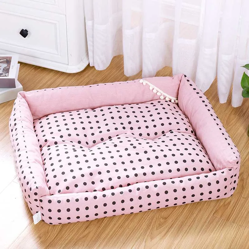 pink dot Dot Цветочная кровать для собаки с гирлянда из шариков Pet коврик для щенка для маленьких средних коврик для собак для питомца питомник котенок Лежанка для котиков коврик для кровати - Color: pink dot