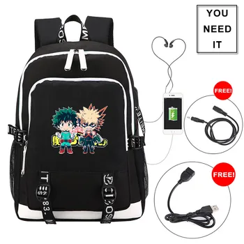 

My Hero Academia Backpack Anime Schoolbags with USB Charging Unisex Laptop Backpack Midoriya Izuku Cosplay Men Backpack