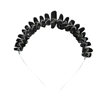 

Handmade Bridal Tiara Crown Natural Black Imitation Quartz Crystal Hair Hoop High Quality and Brand New