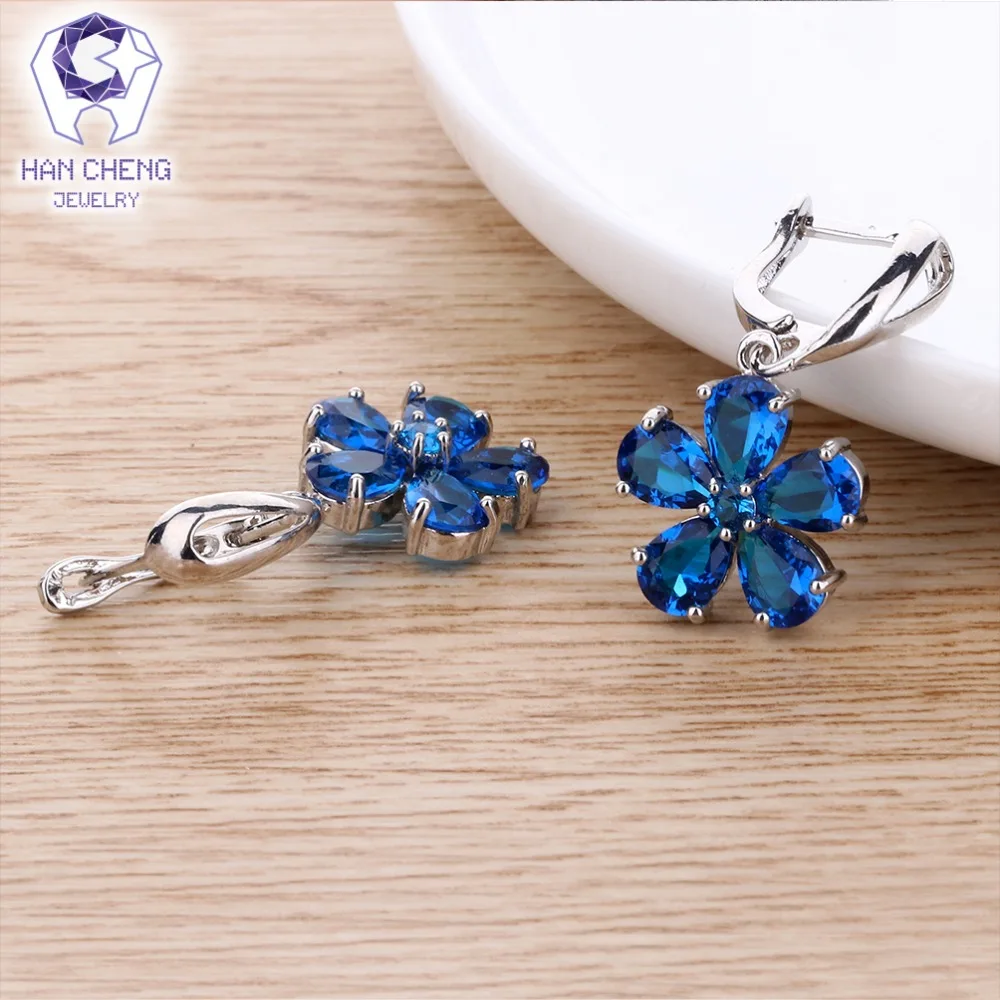 Новые модные медные висячие серьги HanCheng с кубическим цирконием и драгоценным
