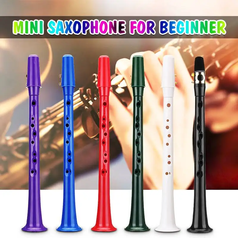 Black Little Mini Sax Portable C key Saxophone ABS Lightweight Sax Musical Instruments with