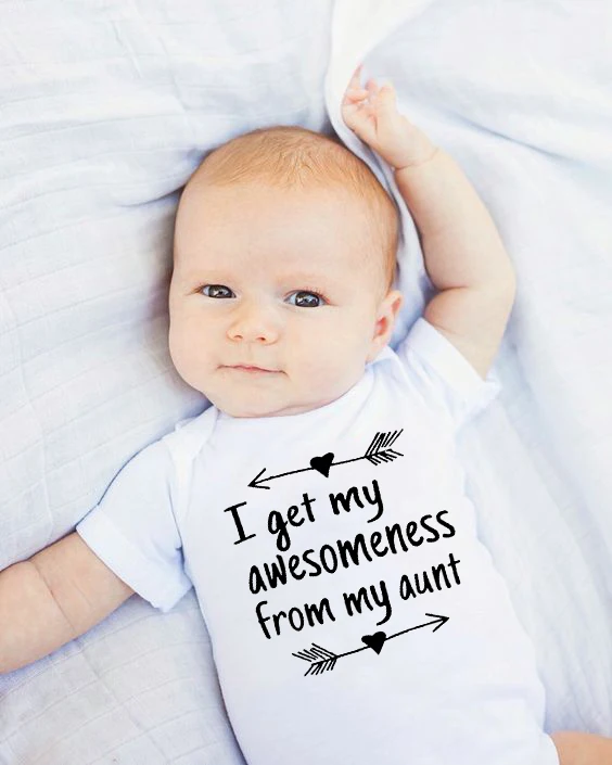 I Get My Awesomeness/Забавный детский комбинезон с принтом Моя тетя для новорожденных