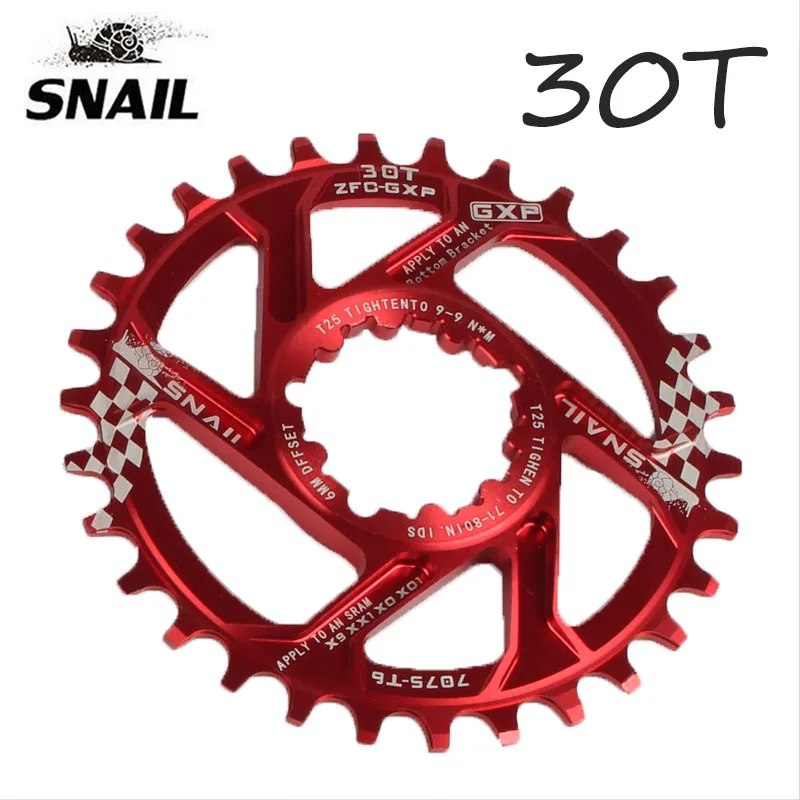chainring red 30t Улитка MTB диаметра окружности болтов(смещение 6 мм узкая широкая цепь из колец цепь на 30-34T передняя Звездочка 170 мм горный шоссейный велосипед для горного велосипеда 8-11S для GXP XX1 X9 модными принтами XO X01 кривошипно - Цвет: chainring red 30t