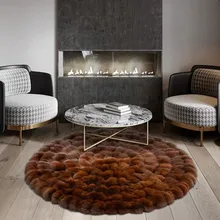 Американский стиль натуральный Лисий Мех ковер пэтчворк, круглая форма натуральный Лисий Мех декоративный коврик, меховой коврик