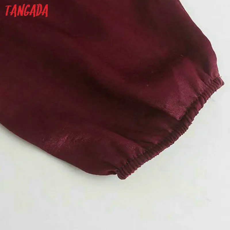 Tangada женское однотонное платье с запахом и v-образным вырезом, эластичная талия, рукав-фонарик, женское корейское шикарное женское мини-платье, vestido 4M42