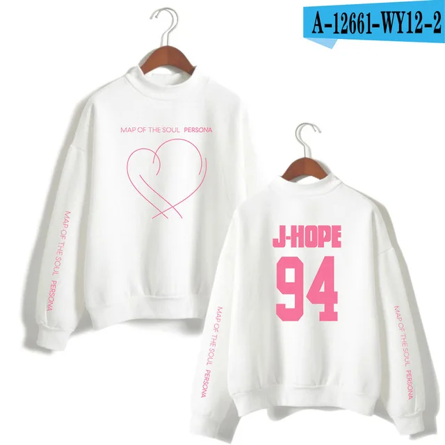 02 JIMIN J-HOPE JUNG KOOK SUGA водолазка толстовки с принтом альбом карта душа Persona Женские Модные водолазки-толстовки - Цвет: 02