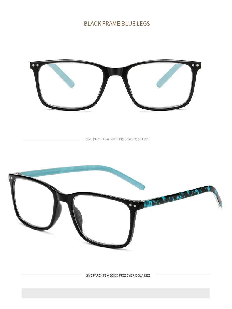 Brand Rectangular Hyperopia Reading Glasses Men Women Presbyopia Black Card Reader Glasses Glasses 1.0 1.5 2.0 2.5 3.0 3.5 4.0