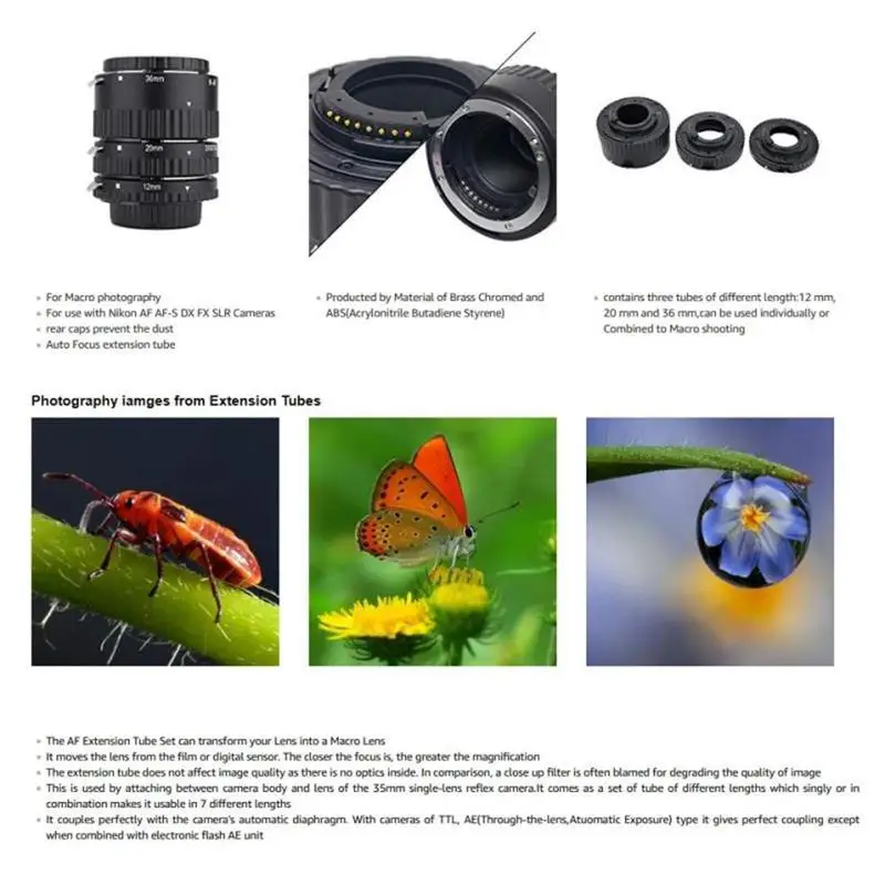 Металлическое Крепление с автофокусом Макро AF удлинитель для Nikon D800 D600 D5300 D7100 DX DSLR AF камера D7000 Аксессуары D750 AF-C1D9
