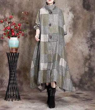 

2020 Autumn and Winter New Products Original Women's Plaid Irregular Woolen Coat Collar Temperament Ladies Coat Wholesale