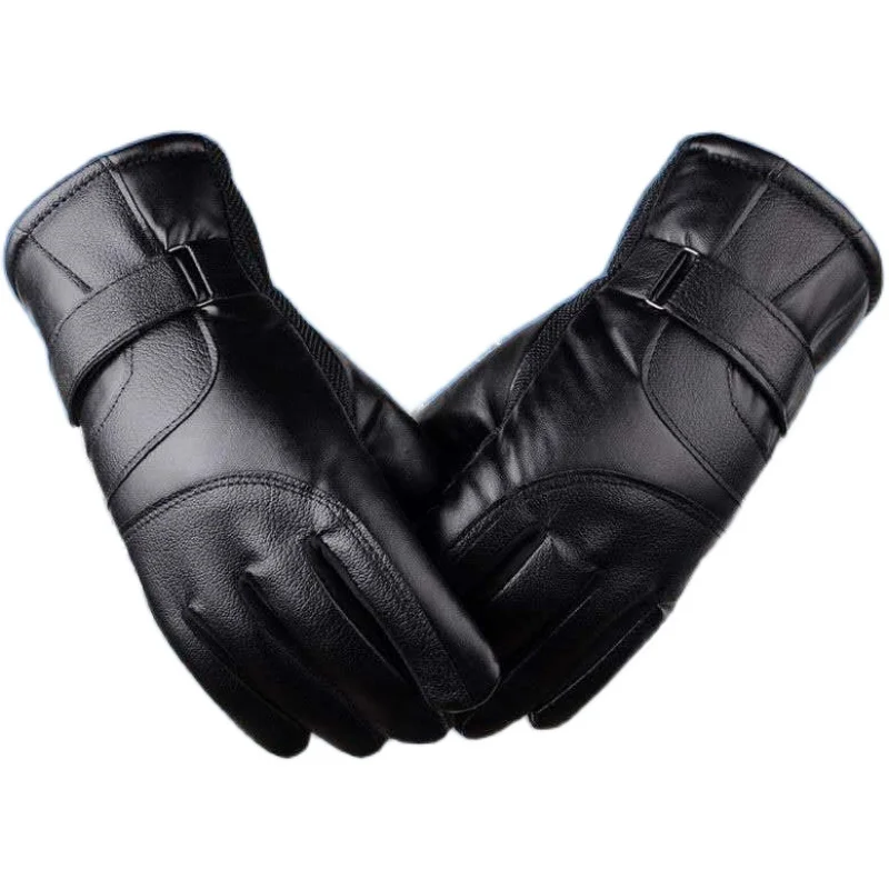 

Men's leather gloves autumn and winter riding warmth and velvet Leather gloves waterproof touch screen cold-proof gloves