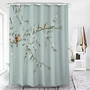 Blume Vogel Dusche Vorhänge Wasserdichte Badezimmer Dekor 3D Gedruckt Stoff mit Haken Dekoration Dusche Vorhang