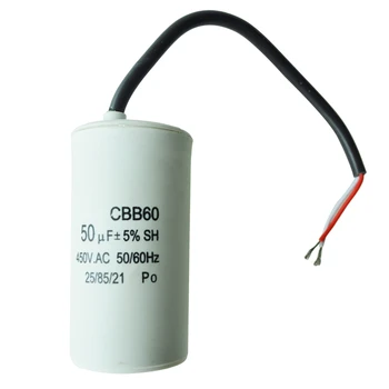 

50uF 450VAC CBB60 Motor Start Running Capacitor White for Washing Machine