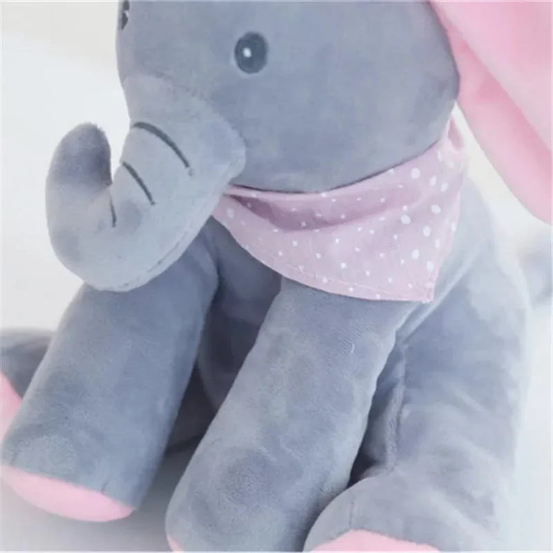 30 см Peekaboo Elephant электрическая игрушка плюшевая музыка английские песенки ухо говорить мягкие животные куклы комфорт детские игрушки подарки