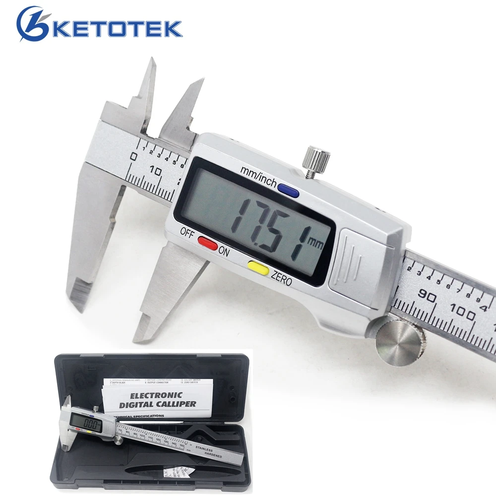 Stainless Steel Digital LCD Caliper Vernier Micrometer Electronic Gauge Meter 6"