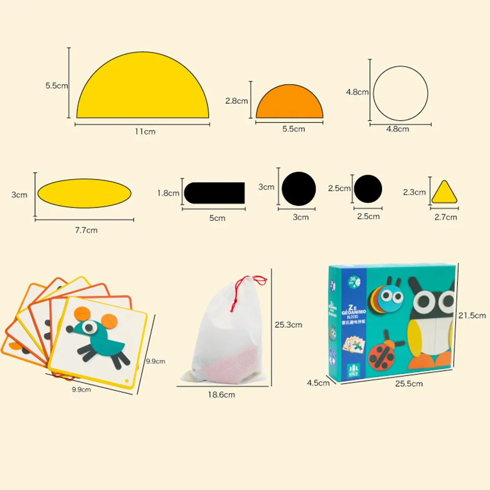 Креативное раннее образование головоломка Монтессори модели животных tangram Головоломка Детские игрушки головоломка