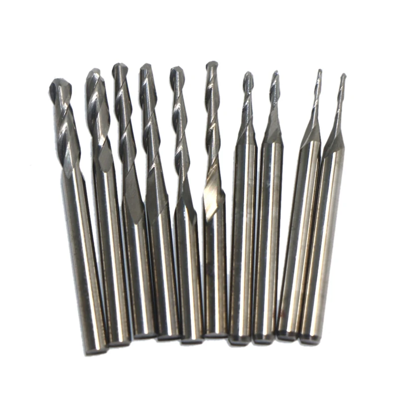 

10 Piece Set 1.0-3.175Mm Ball Head Spiral Milling Cutter Carbide Burrless Engraving Machine Tool Cnc Engraving Milling Cutter