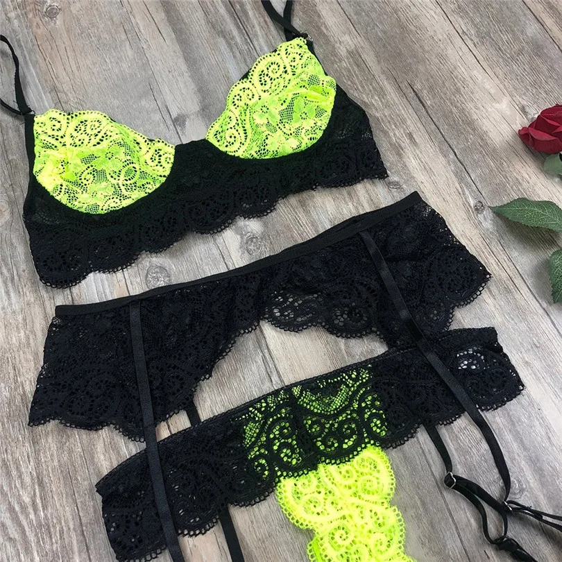 Bra Panty Garter Sexy Underwear Set Lace Erotic Lingerie For Women Wireless Sexy Bra Set Soutien Gorge Sexy Erotique 30DEC1110