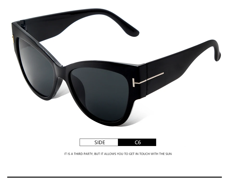 Новые модные брендовые дизайнерские солнцезащитные очки Tom Cat Eye, Женские винтажные солнцезащитные очки с большой оправой UV400
