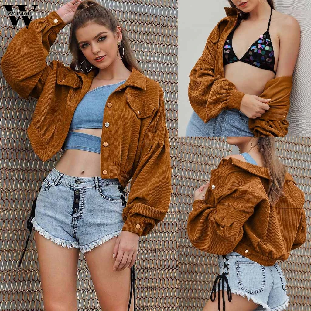 

Womail jacket Coat Women Harajuku Corduroy Jackets Winter Autumn Coats Overcoats Female Cute Bomber Jackets Solid Clothing 93