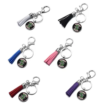 

20PCS/LOT Movie Riverdale Keychain Creative Pattern Glass Gem Key Ring Key Chains llaveros Tassel Pendant Women's Bag Jewelry