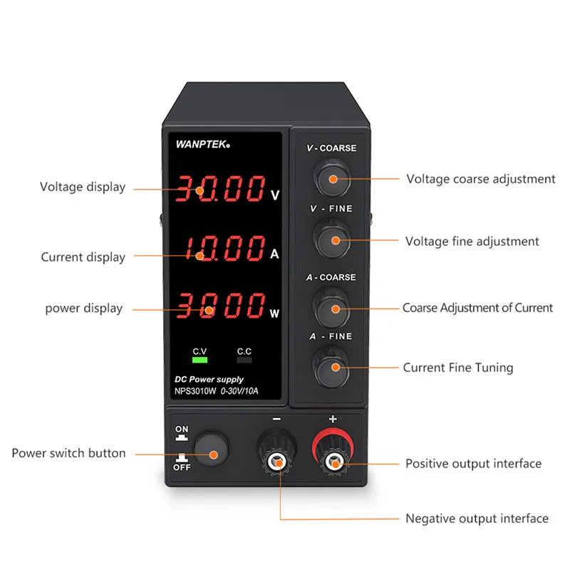 Wanptek Adjustable DC Power Supply 30V 10A