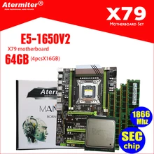 Atermiter X79 Turbo материнская плата LGA2011 ATX combos E5 1650 V2(4 шт. x 16 Гб) 64 Гб 1866 МГц PC3 14900R PCI-E NVME M.2 SSD USB3.0