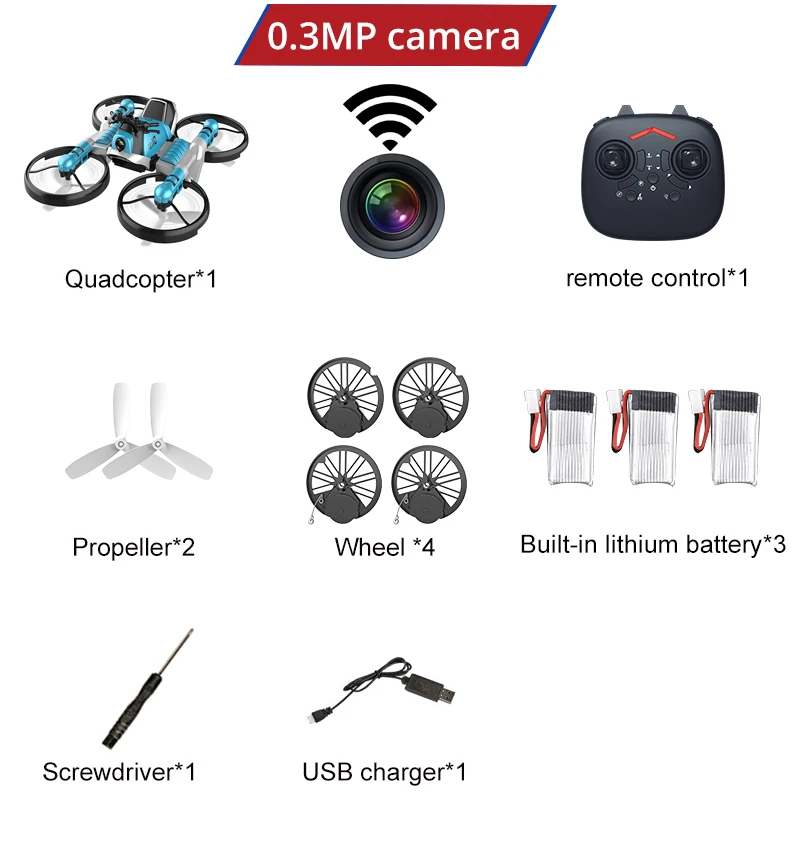 2.4G Rc Quadcopter Drone with Camera 2in1 Motorcycle Folding Remote Control Dron Deformation Quadrocopter Helicopter Toy for Kid - Цвет: RC-8Camera-3B-BU