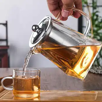 

350-950ML Heat Resistant Glass Teapot High Borosilicate Clear Glass Milk Oolong Flower Tea Pot With Tea Infuser Filter