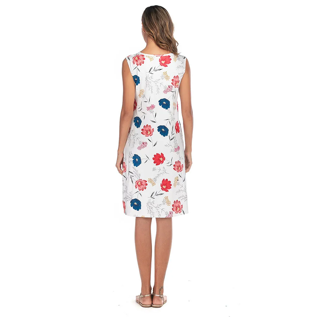 Ropa mujer Verano женское платье с принтом для грудного вскармливания без рукавов с воротником для беременных розовый/белый/черный Женское Платье с принтом для беременных