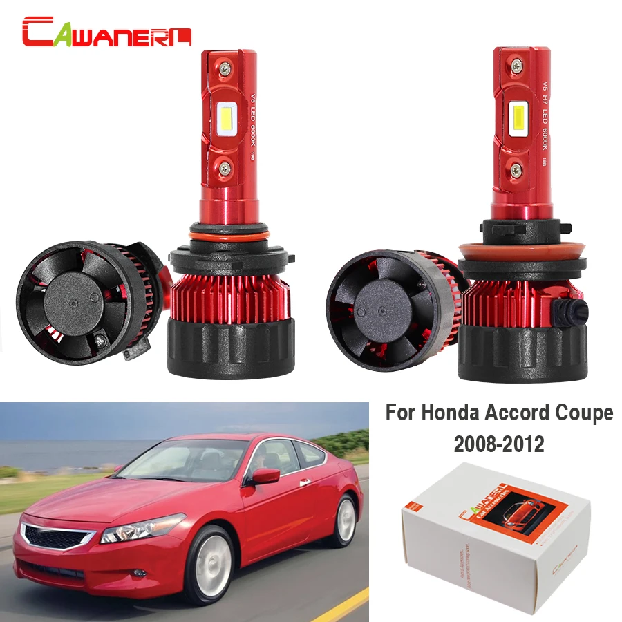 

Cawanerl 4 Pieces Car LED Headlight Bulb High Beam Low Beam 9005 H11 White 12V For Honda Accord Coupe 2008 2009 2010 2011 2012