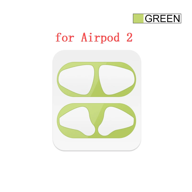 green2 Металлическая Пылезащитная наклейка для Apple AirPods 2 1, аксессуары для наушников, ультратонкая защитная упаковка, самоклеящаяся пленка для кожи - Цвет: green2