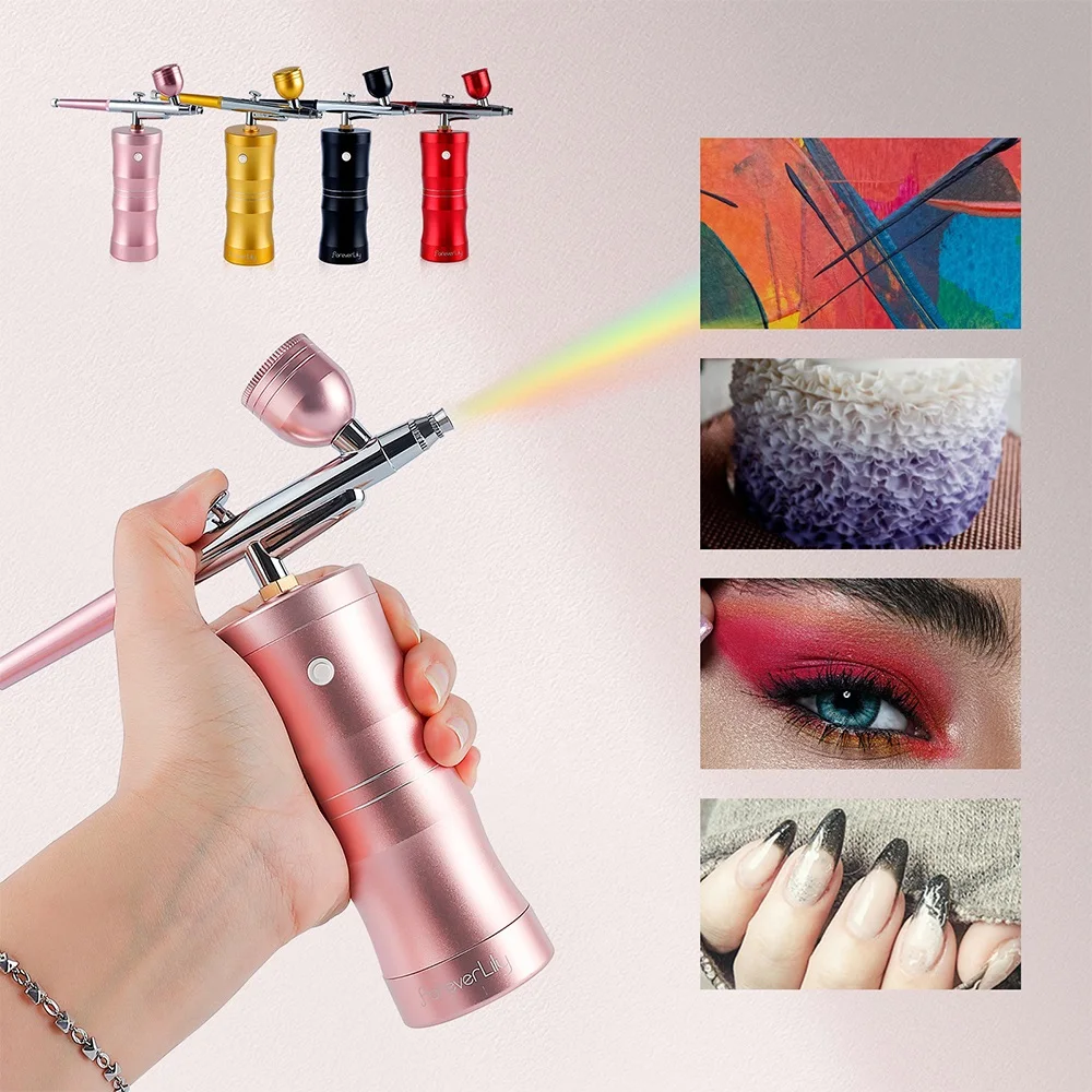 Air Brush Kit, Airbrush Gun, Oxygen Infusion Facial Spray Gun Double  Gravity Trigger Salon Beauty Device Oxygen Spray Injection Gun for Painting