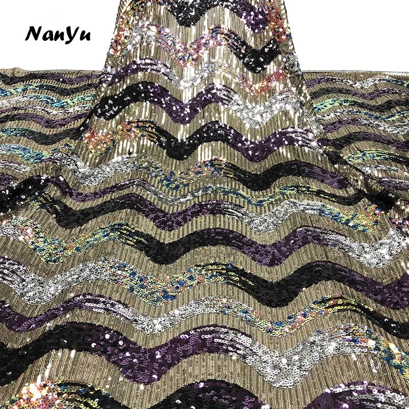 NanYu нигерийские кружевные ткани роскошная кружевная ткань с чистая ткань с блестками для свадебного платья